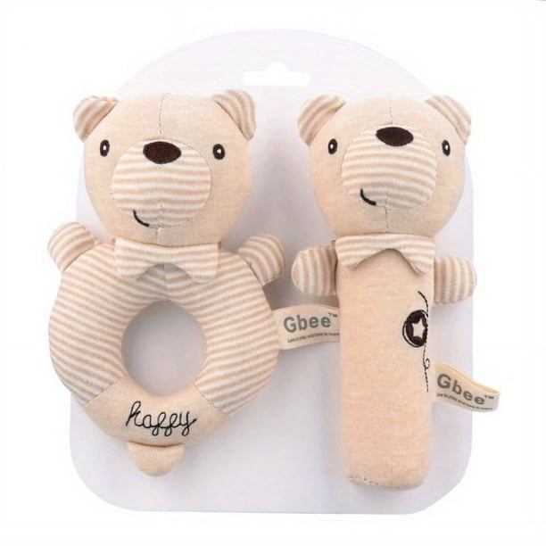 Organic Cotton Hand Rattle Stick, Baby Soothing Rattle Toy, 0-1 Year Old Baby Toy Rattle Bell