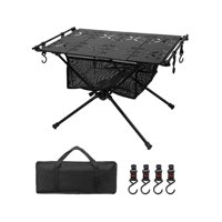 Magideal - Mesa Plegable Para Acampar, Mesa De Playa, Mesa Plegable De Aleación De Aluminio Para Exteriores, Escritorio Ultraligero Para Patio, Viajes Y Senderis Negro Con Bolso De Malla