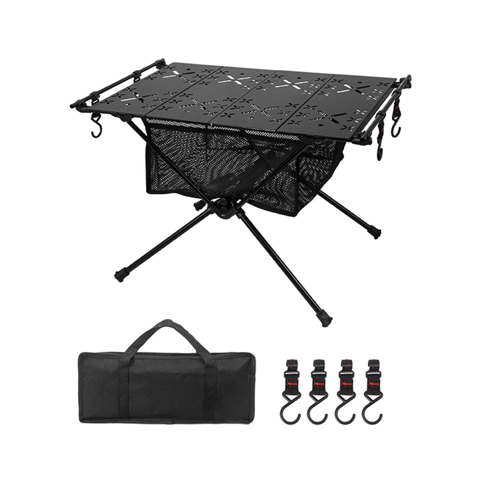 Magideal - Mesa Plegable Para Acampar, Mesa De Playa, Mesa Plegable De Aleación De Aluminio Para Exteriores, Escritorio Ultraligero Para Patio, Viajes Y Senderis Negro Con Bolso De Malla