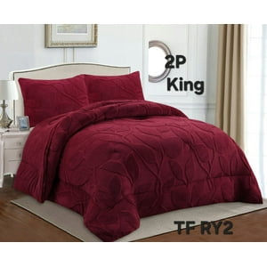 Aladdins Shop - Cobertor De Invierno Texturizado Con Chiporro King Hojas Burdeo