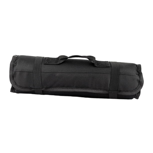 Bolsa para Cuchillos de Chef, Estuche para Cuchillos de Chef, Bolsa de Herramientas, Portacubiertos Enrollable de Tela Oxford Portátil con Múltiples R negro