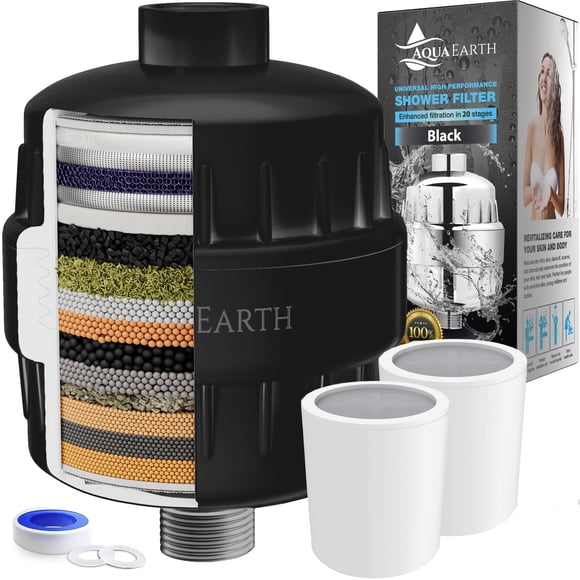 Filtro de cabezal de ducha Aqua Earth de 20 etapas para agua dura