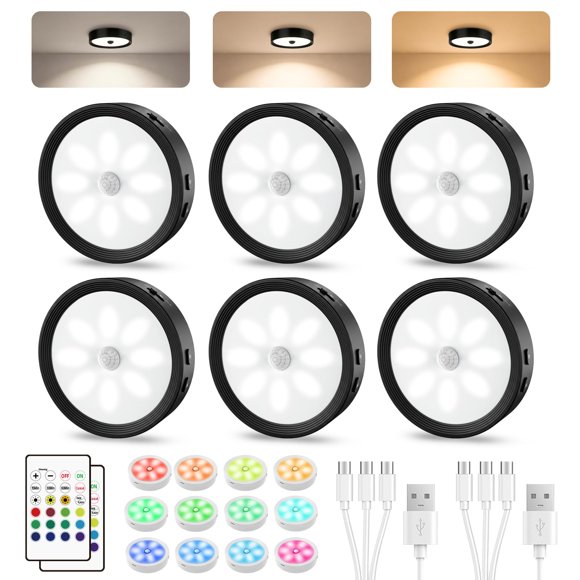 Luces Puck Besttour pack de 6 recargables con control remoto