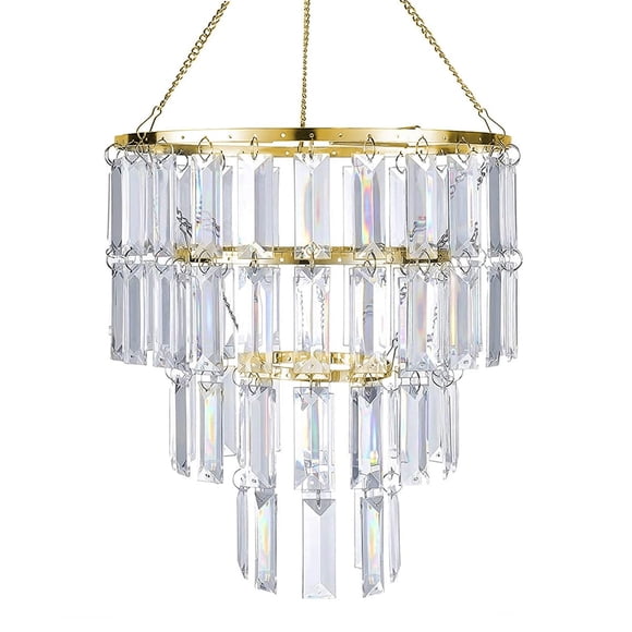 Pantalla de candelabro Sunli House colgante dorada 25x28 cm