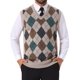 thumbnail image 1 of INSPIRE CHIC Chaleco de Punto Casual sin Mangas con Cuello en V a Cuadros Argyle para Hombre M Marrón Claro, 1 of 5