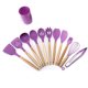thumbnail image 1 of Utensilios De Cocina De Silicona, 12 Piezas, Sartén Antiadherente, Utensilios De Cocina, Espátula Con Mango De Madera, Cuchara Sopera, Raspador, Traje, 1 of 5