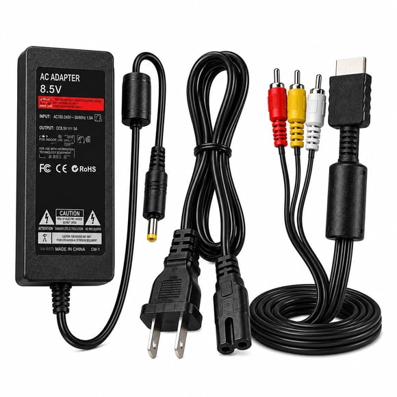 Kit de fuente de alimentación y cable AV WirelessFinest para PS2 Slim