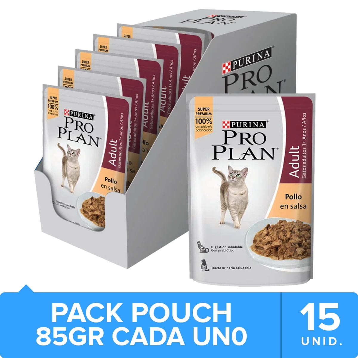 Purina Pro Plan Pouch Adult Cat Pollo En Salsa 85gr Pack 15 Unidades
