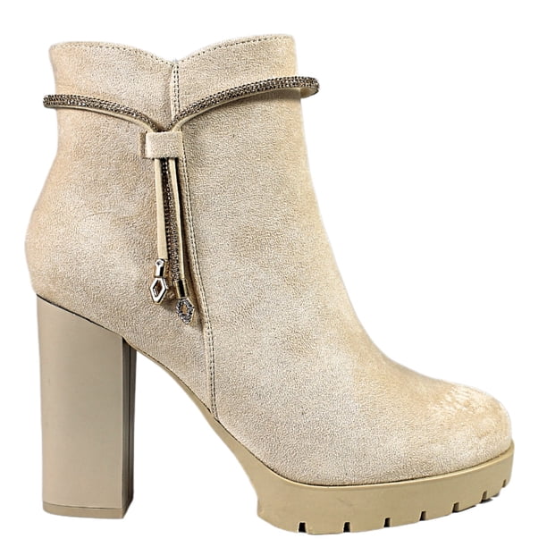 Botin Mujer Taco Alto Gamuza 08 Yassne Beige