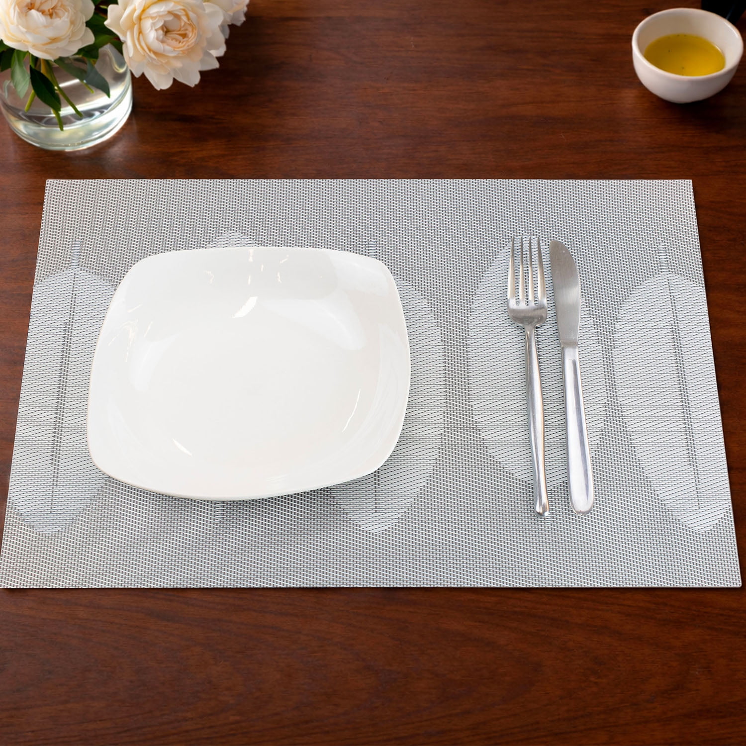 Individual De Mesa Nautica Home 45x30cm Reversible Hojas Blanco