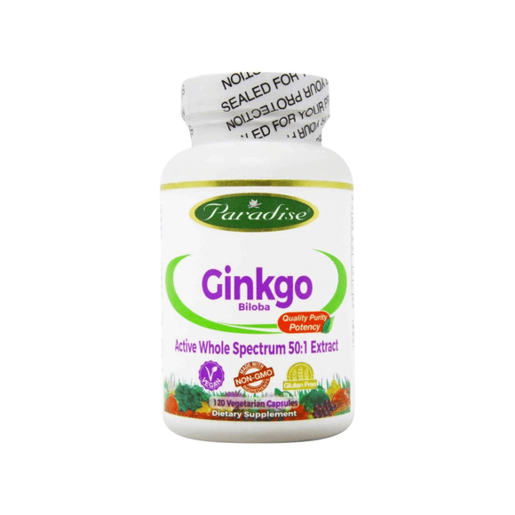 Ginkgo Biloba Paradise Herbs 3000mg Concentracion 50:1 Potente Antioxidante 120 Capsulas Vegetales