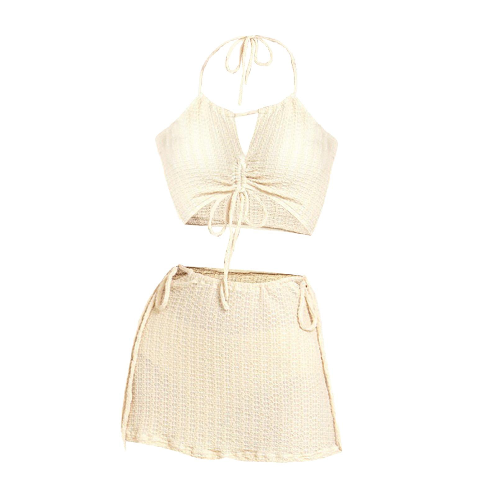 Ioensy - Traje De Baño De 3 Piezas Para Mujer Traje De Baño De Bikini Suave Traje De Baño Para Piscina De Vacaciones De Verano Xl