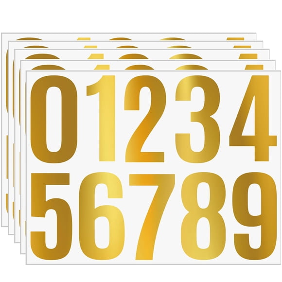 Stickers de números MAIBANU de 4" dorados, vinilo impermeable, 50 piezas