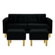 thumbnail image 1 of Sofa New Retro 3c + 2 Pouf Felpa 01 Negro, 1 of 6