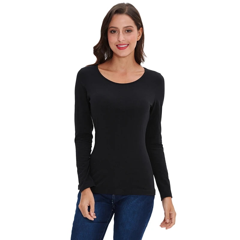 Malltradecl - Pack 6 Camiseta Polar Bambu Mujer Solo Negro