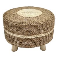 Genérico - Reposapiés Redondo Natural Ratán Madera Multifuncional Jhn