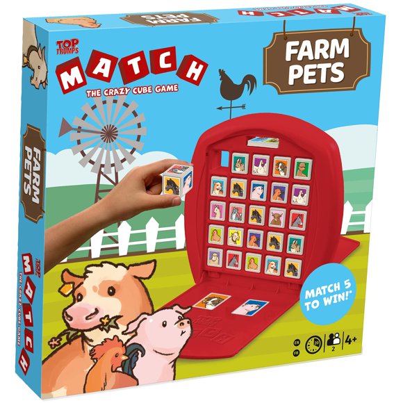 Juego de mesa Top Trumps Match Farm Pets Kids 4+ Juego familiar