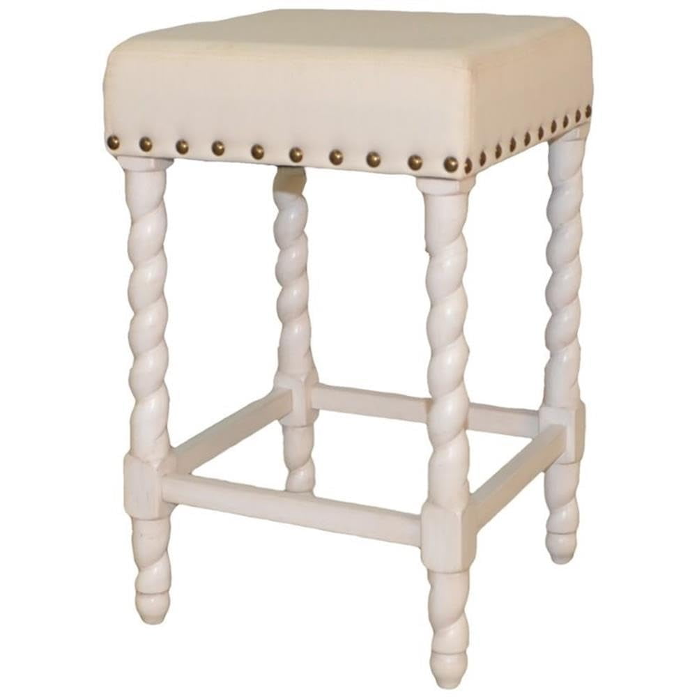 Carolina Classic Furniture - Taburete Carolina Classic Remick De Lino Blanco Vintage