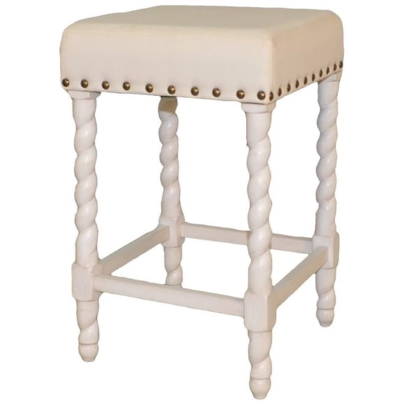 Taburete Carolina Classic Remick de lino blanco vintage