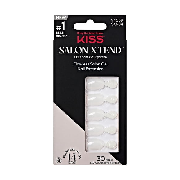 Uñas prensadas KISS Salon X-tend «Keep It» de color blanco claro