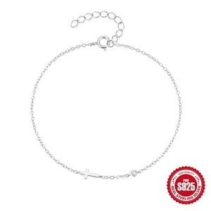 Pulsera Heshpaws S925 Sterling Silver Cross Ajustable Plata