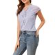 thumbnail image 4 of INSPIRE CHIC Blusa Floral de Mujer con Manga Corta de Gorro Chiffón Casual con Volantes Morado XS, 4 of 7
