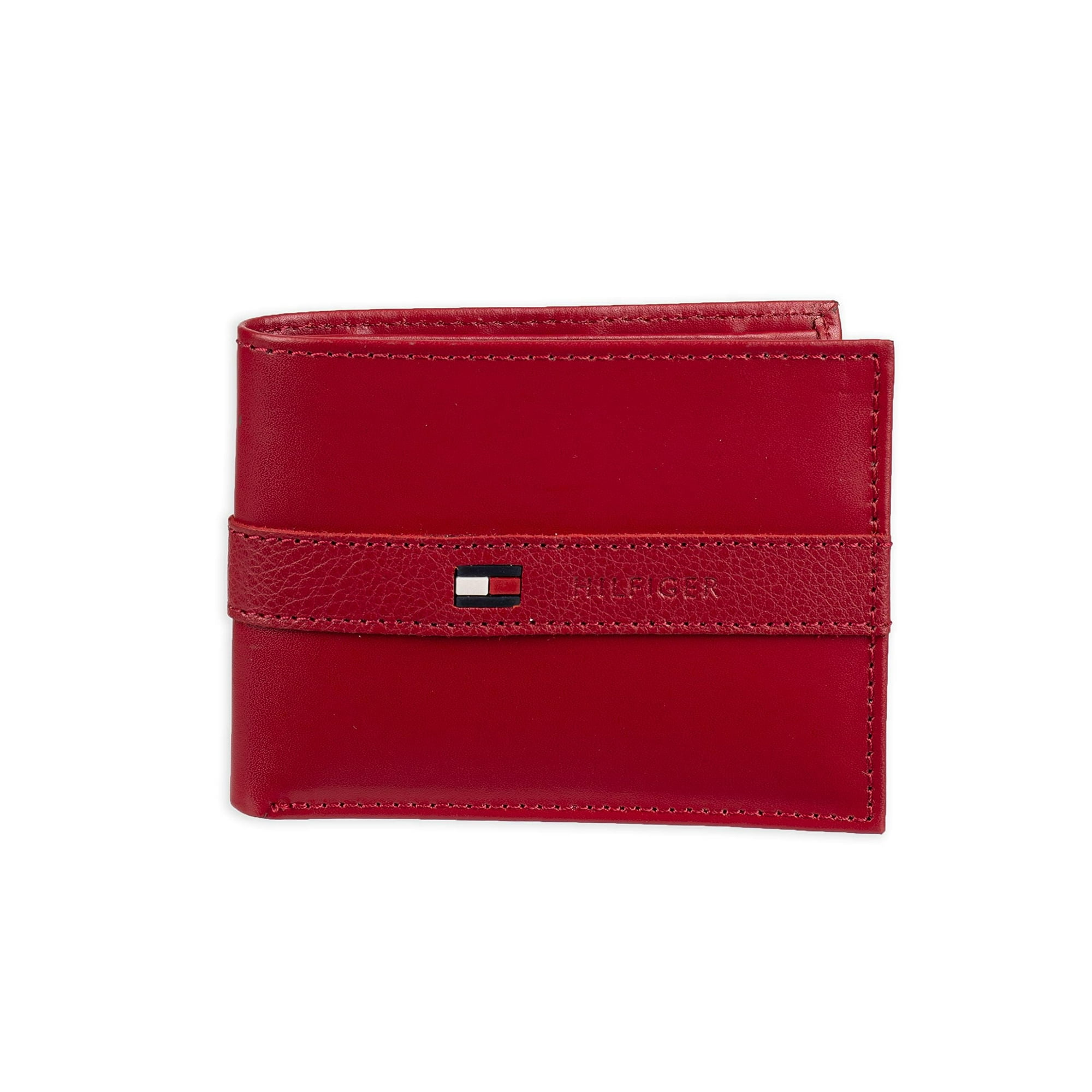 Cartera Tommy Hilfiger De Piel Fina Y Elegante Para Hombre, Color Rojo