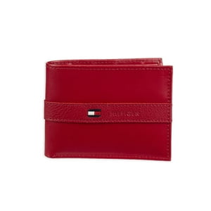 Cartera Tommy Hilfiger De Piel Fina Y Elegante Para Hombre, Color Rojo