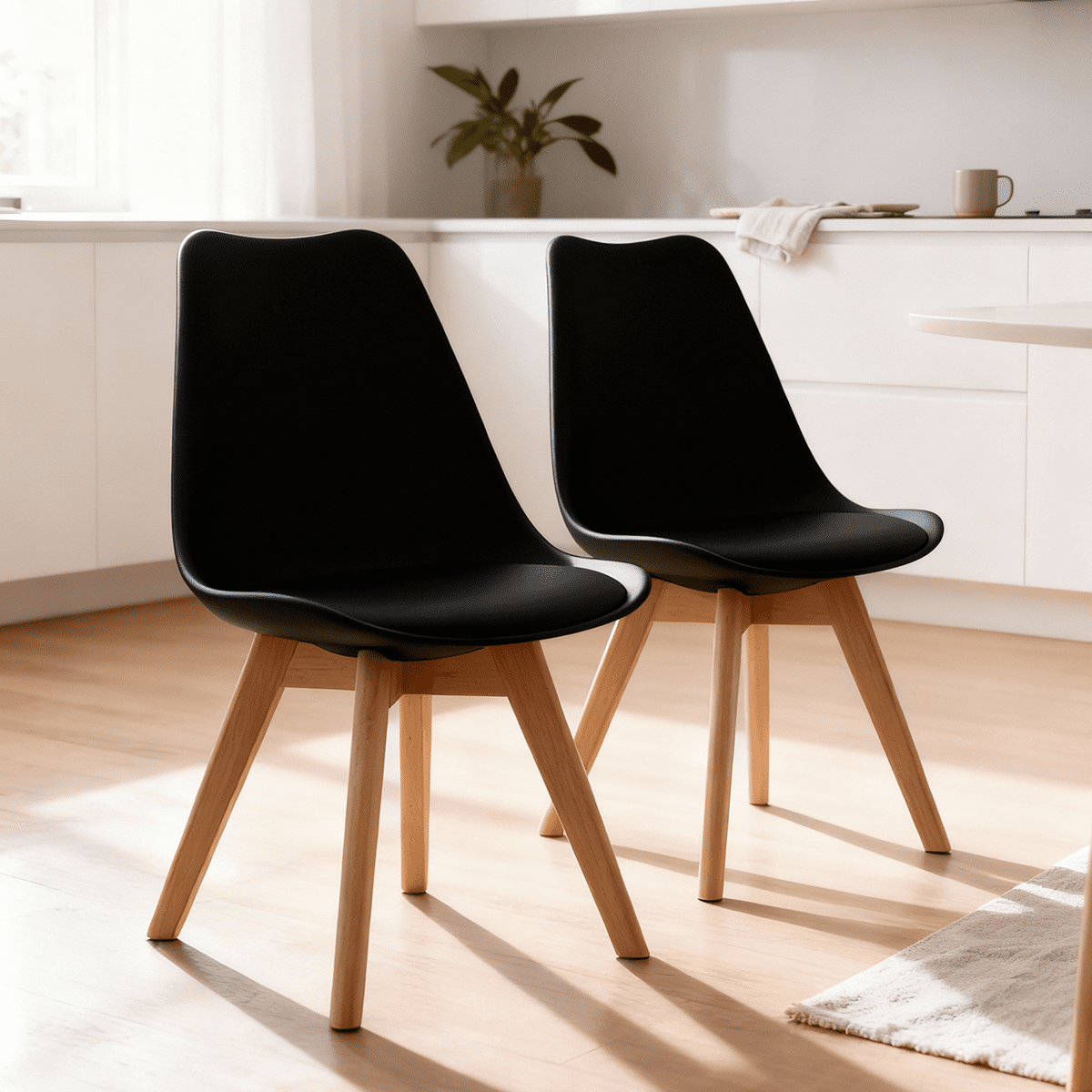 Venhoouse - Pack 2 Sillas Para Comedor Tulip Negras