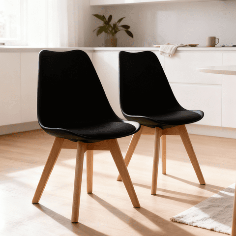 Venhoouse - Pack 2 Sillas Para Comedor Tulip Negras