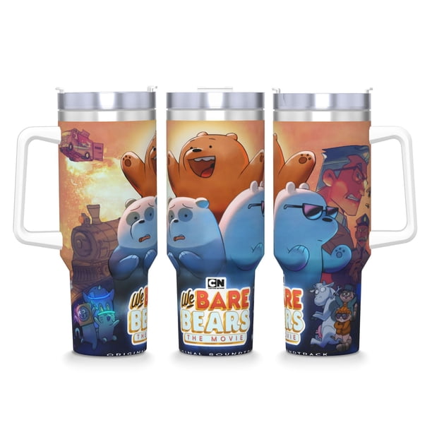 Somos Osos (2) Vaso aislado de acero inoxidable con asa, diseño temático, regalo para familia, amigos y fans; incluye pajita y encaja en el portavasos estándar, 40 oz