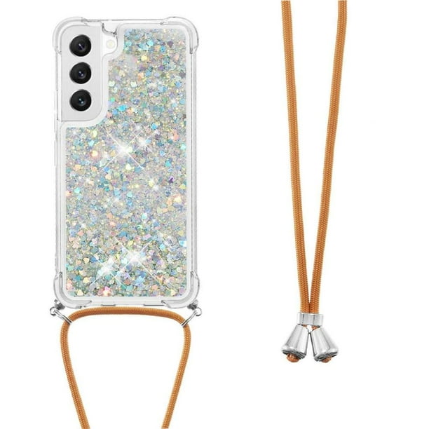 Funda FOXDOCK para Samsung Galaxy S22 Plus con Cuerda Ajustable, Brillo Líquido, Protección Antigolpes y Lente – Ideal para Regalo