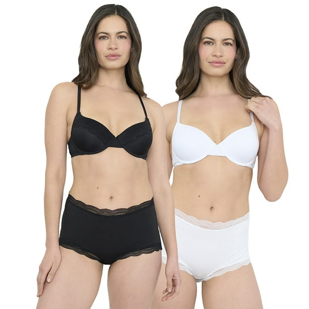 Pack Calzón Mujer Alto Cotton Negro- Blanco Corona