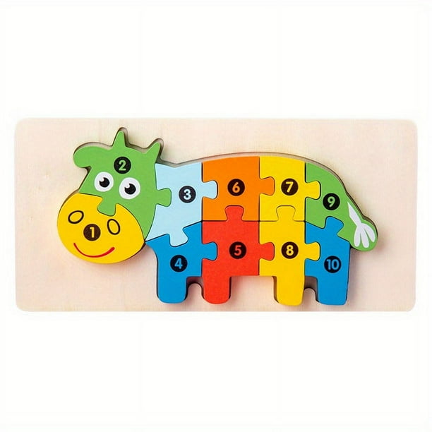 Wooden Early Education Cognition Children's Educational Toys Building Blocks, Animal Traffic Shape Matching 3d Three-dimensional Puzzle