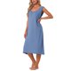 thumbnail image 4 of INSPIRE CHIC Vestido largo de dormir de algodón para mujer con bolsillos, suave, sin mangas, cuello redondo, ropa de descanso, L azul marino, 4 of 6