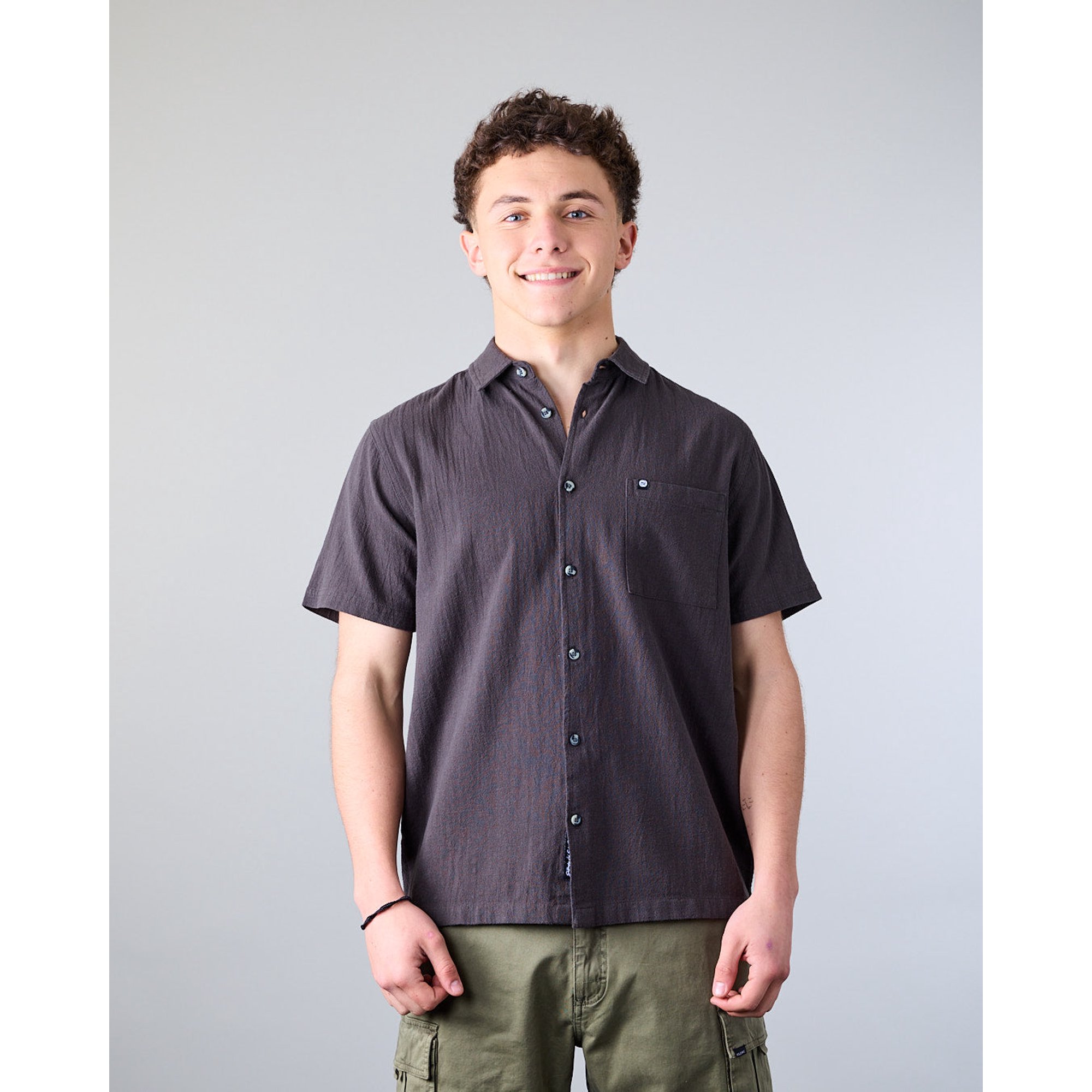 Camisa Manga Corta Hombre Algodón Con Textura Xv5382 Polemic