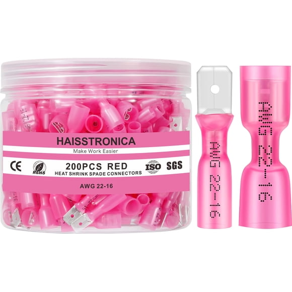 Conectores de pala termorretráctiles haisstronica 200 piezas AWG 22-16