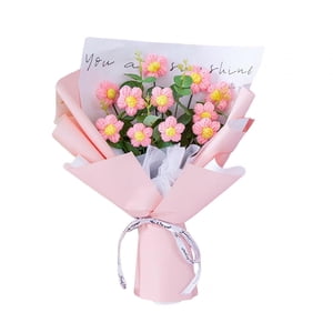 Magideal - Ramo De Flores De Ganchillo, Flores De Punto Hechas A Mano, Ramo De Ganchillo Decorativo, Regalo, Flores Artificiales, Flores Artificiales Para Fiesta Rosa