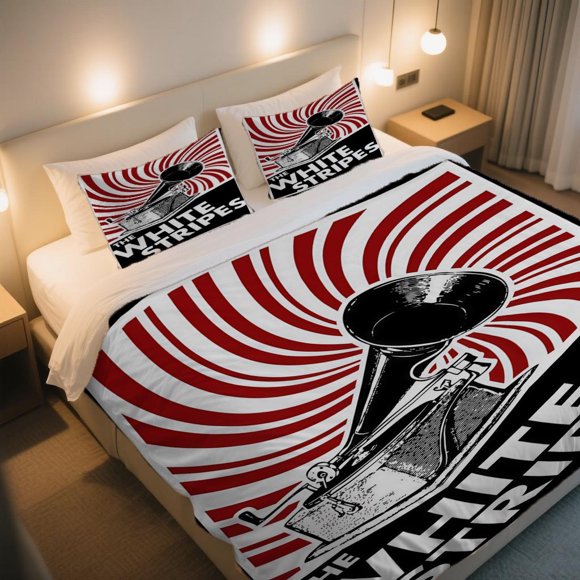 THE WHITE STRIPES Retro Gramophone Art Duvet Cover Set Independence Day Qixi Festival