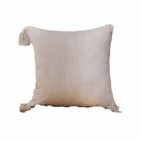 Genérico - Pack De 2 Fundas Para Cojín De Lino Con Pompones 45X45 Cm Crema