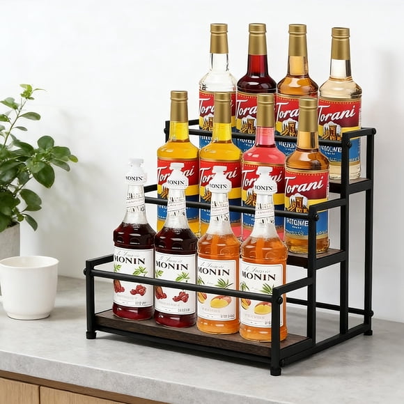 Organizador de Madera de 3 Niveles para Jarabes de Café HRUSGO