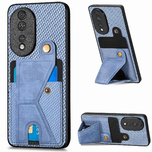 Funda Resistente para Honor 80 con Tarjetero y Soporte, Diseño Magnético Azul