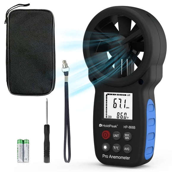 Anemómetro HoldPeak HP-866B medidor de velocidad del viento y temperatura