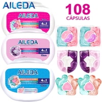 Detergente En Cápsulas Aileda 3Caja（Cítricos Y Frutas 1Caja，Sakura 1Caja，Fresias Y Lirios 1Caja）En Total 108 Cáps