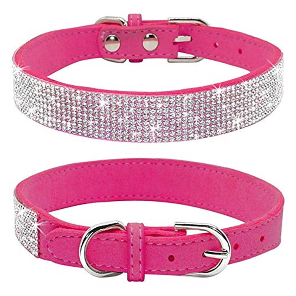 Xusx111 - Collar De Perro De Diamante Bling Para Niñas Femeninas, Diamantes De Cristal Brillantes De Fantasía, Raya Reflectante, Traje De Perros Pequeños (rosa Rosa Xs)