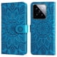 thumbnail image 1 of Funda tipo cartera FOXDOCK para Xiaomi 14 , diseño girasol en relieve, cuero PU, cierre magnético, soporte y tarjetero, 1 of 5