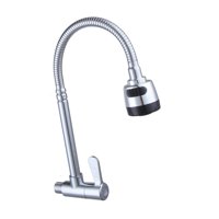 Magideal - Grifo De Agua Fría Individual, Grifo Giratorio De 360 Grados, Grifo De Fregadero Flexible, Grifo De Lavabo De Acero Inoxidable Para El Hogar, Cuarto Montado En La Pared