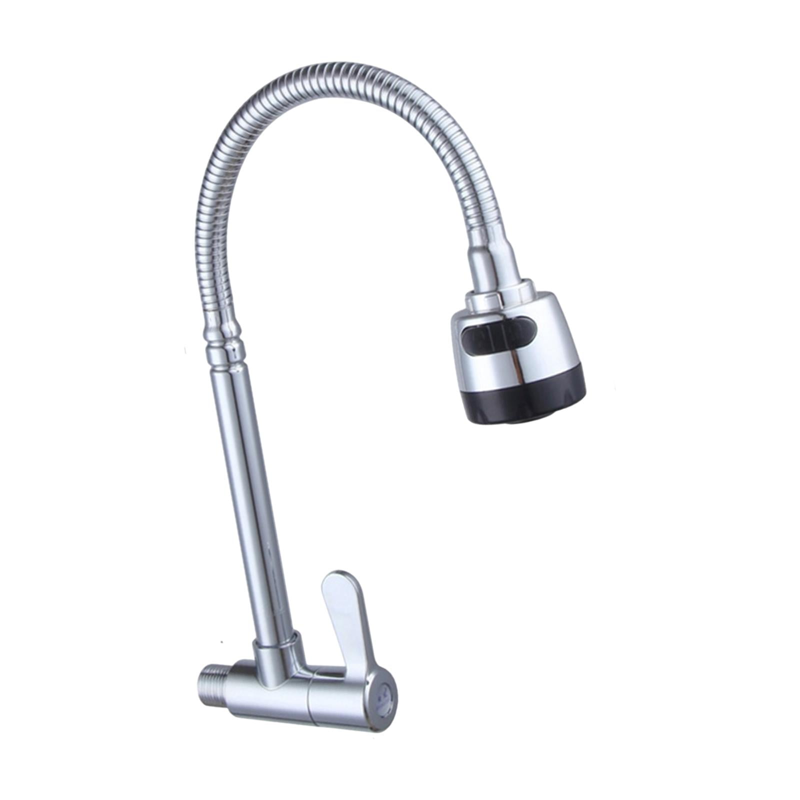 Magideal - Grifo De Agua Fría Individual, Grifo Giratorio De 360 Grados, Grifo De Fregadero Flexible, Grifo De Lavabo De Acero Inoxidable Para El Hogar, Cuarto Montado En La Pared