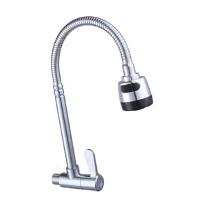 Magideal - Grifo De Agua Fría Individual, Grifo Giratorio De 360 Grados, Grifo De Fregadero Flexible, Grifo De Lavabo De Acero Inoxidable Para El Hogar, Cuarto Montado En La Pared