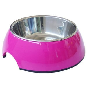 Mascan - Plato Melamina Sólido Redondo Fucsia Talla Xl Perro